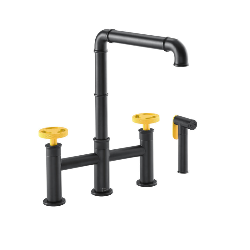 Avallon Pro Kitchen Faucet in Matte Black & Yellow