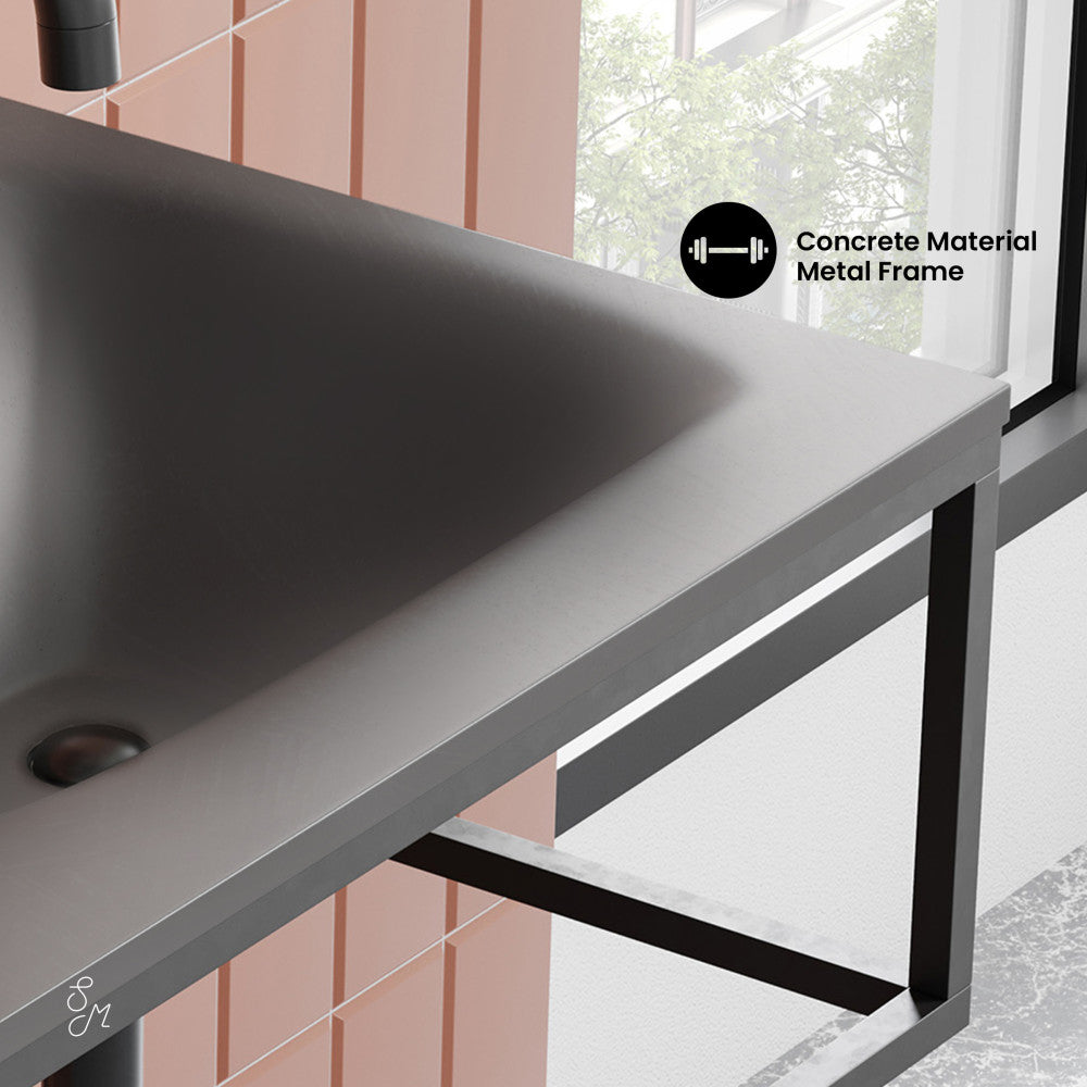 Lisse 24" Rectangle Concrete Wall-Mount Bathroom Sink in Dark Gray