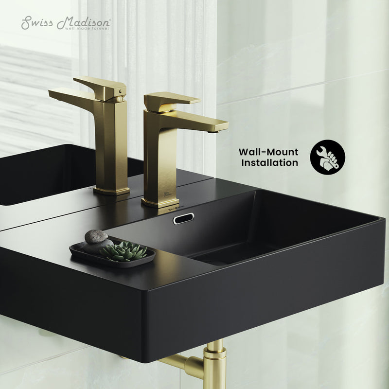 St. Tropez 24 x 18 Ceramic Wall Hung Sink with Right Side Mount, Matte Black