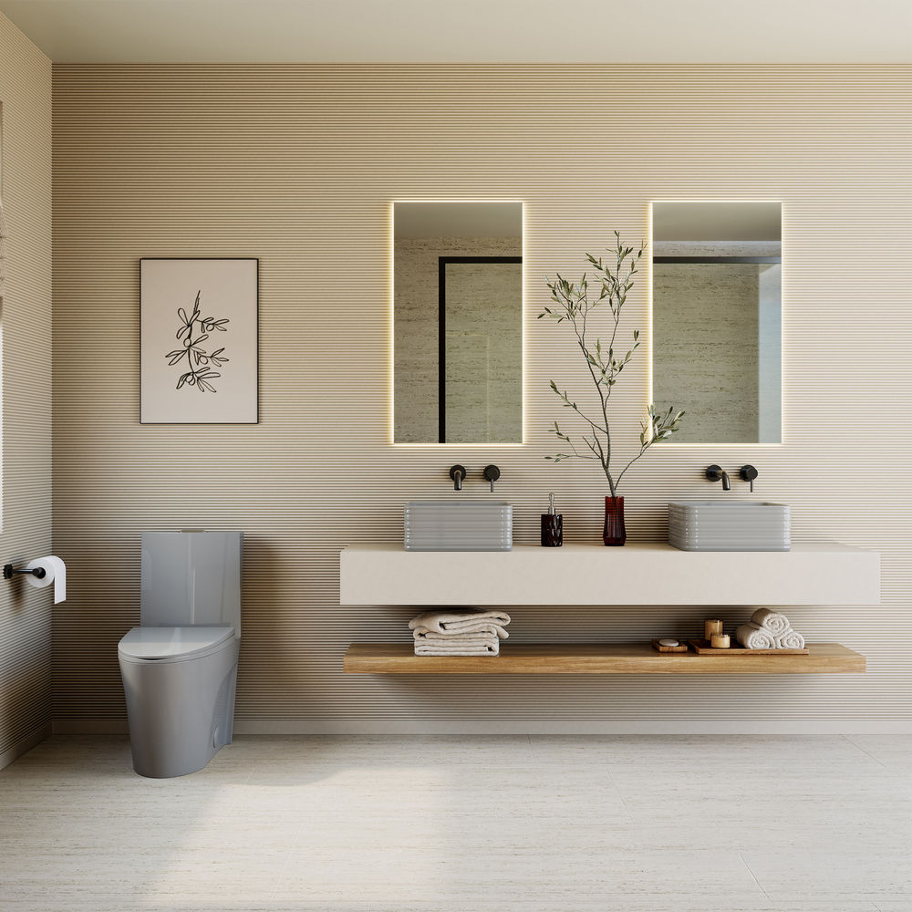 St. Tropez One-Piece Elongated Toilet Vortex™ Dual-Flush 1.1/1.6 gpf in Glossy Gray