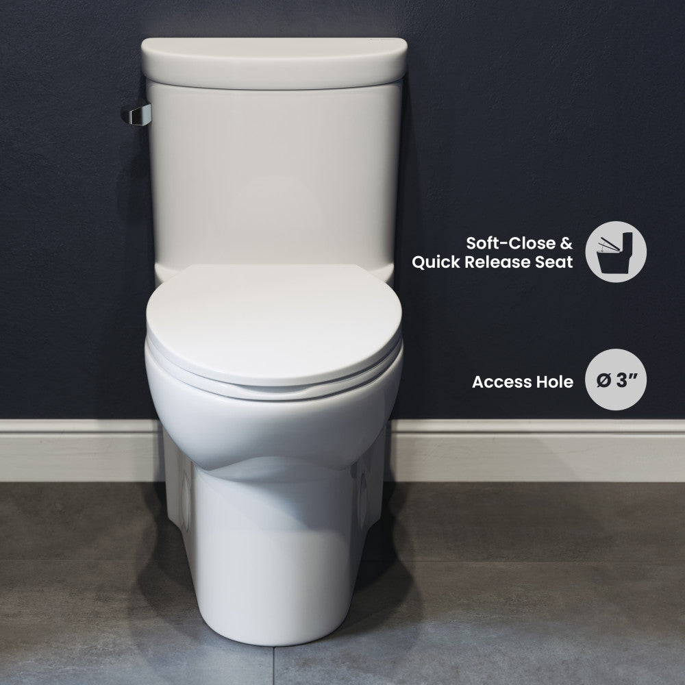 Sublime One-Piece Elongated Left Side Flush Handle Toilet 1.28 gpf