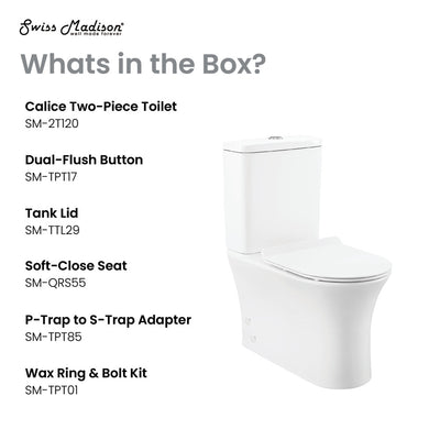 Calice Two-Piece Elongated Rear Outlet Toilet Dual-Flush 1.1/1.6 gpf