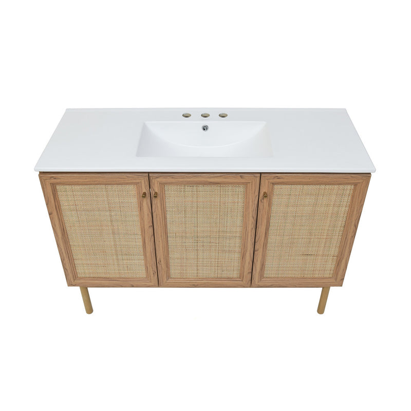 Classe 48" Freestanding Bathroom Vanity in Golden Oak with 3-Hole Widespread Sink Top