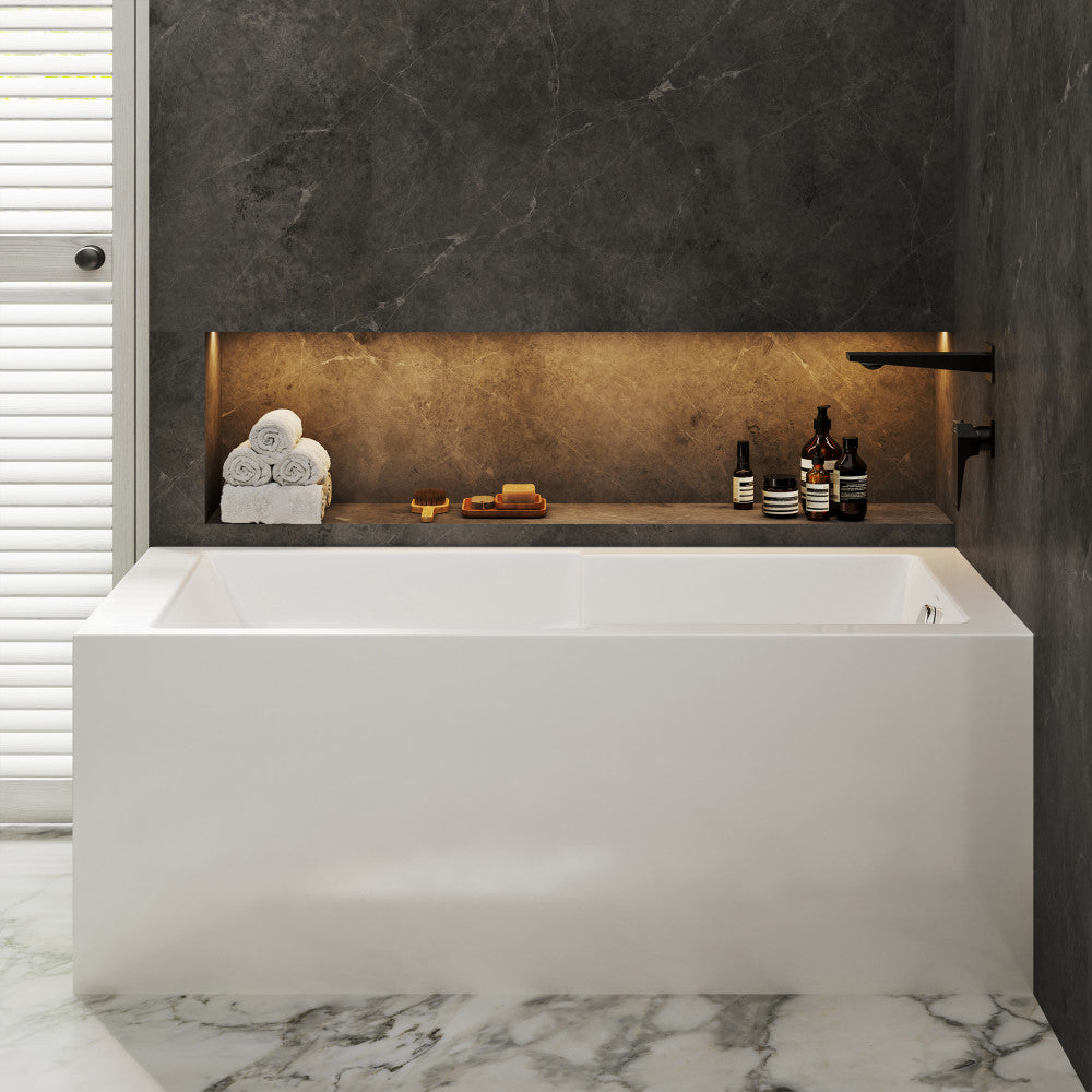 Voltaire 60 x 32 Right Hand Drain Drain Alcove Tub with Corner Apron