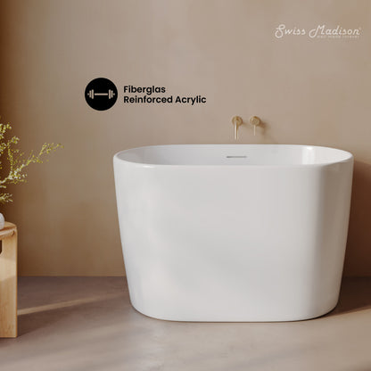 Claire 43" Japanese Soaking Freestanding Bathtub in Glossy White, Drain Included