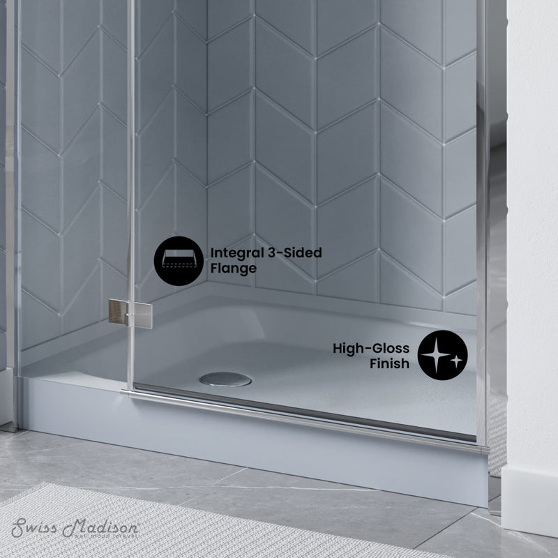 Voltaire 48" x 36" Single-Threshold, Left-Hand Drain, Shower Base in Grey