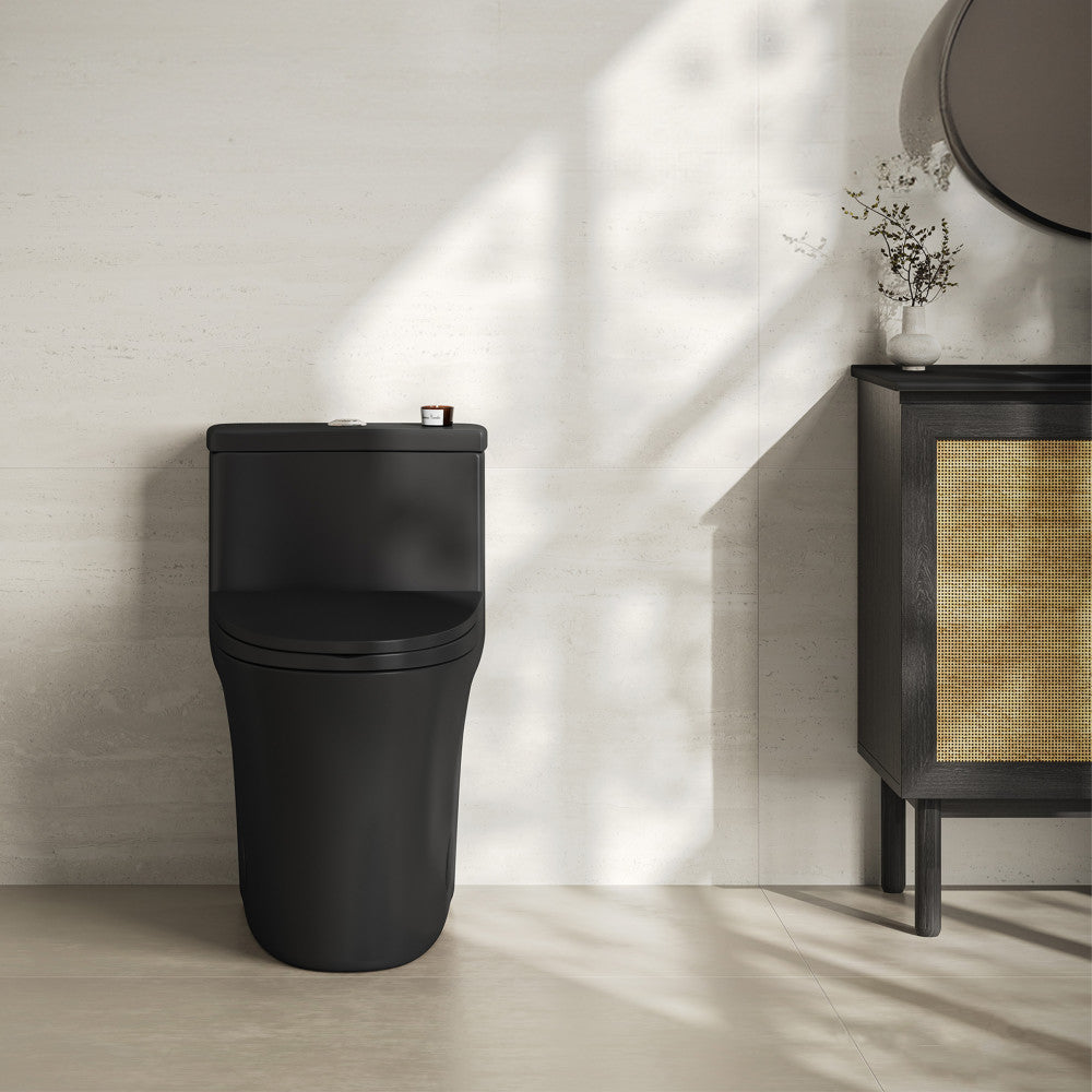 Bastille One-Piece 12" Rough-in 1.1/1.6 GPF Dual Top Flush Elongated Toilet in Matte Black