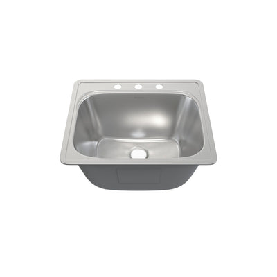 Ouvert 25 x 22 Stainless Steel, Single Basin, Top Mount Kitchen Sink