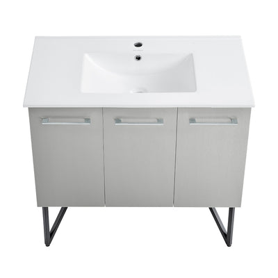 Annecy 36 Single, Brushed Grey, Two Doors, One Drawer, Bathroom Vanity