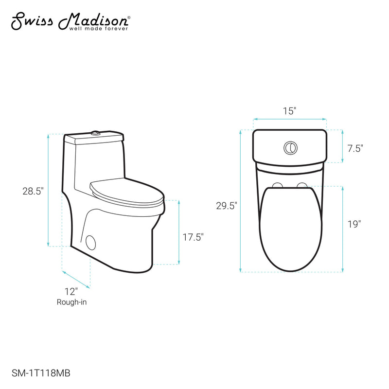 Virage One-Piece Elongated Toilet Vortex Dual-Flush 1.1/1.6 gpf, Matte Black