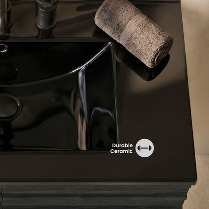 30" 3-Hole Widespread Vanity Sink Top in Glossy Black