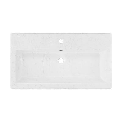 Voltaire Wide Rectangle Vessel Sink in Static Marble