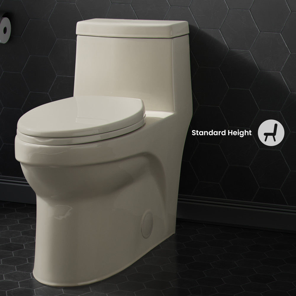 Virage One Piece Elongated Left Side Flush Handle Toilet 1.28 gpf in Bisque