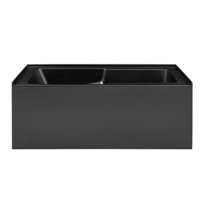 Voltaire 60 x 32 Skirted Right Drain Soaking Apron Bathtub in Matte Black with Integrated Overflow and Armrest, Drain Included