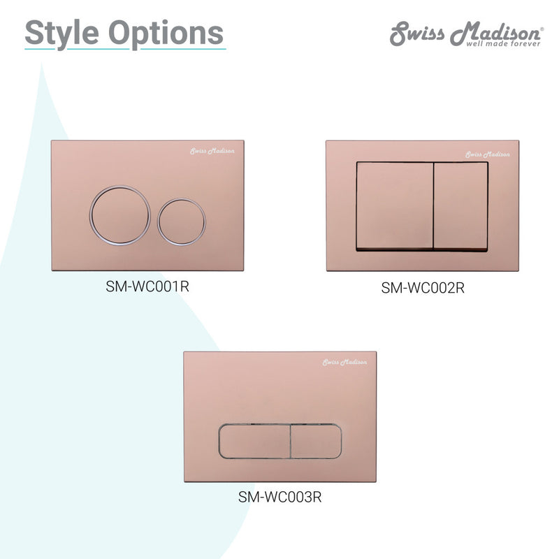 Wall Mount Dual Flush Actuator Plate with Rectangle Push Buttons in Rose Gold