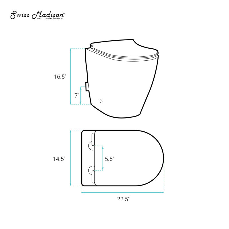 St. Tropez Back-to-Wall Toilet Bundle 0.8/1.6 GPF Dual Flush in Glossy White with White Flush Plate