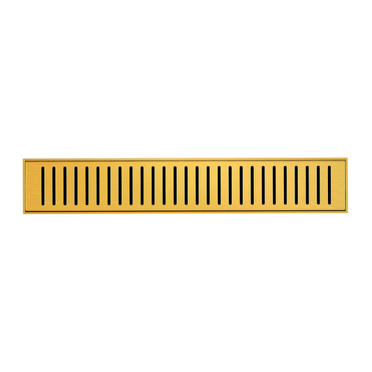 Voltaire 18" Stainless Steel Linear Shower Drain in Brushed Gold