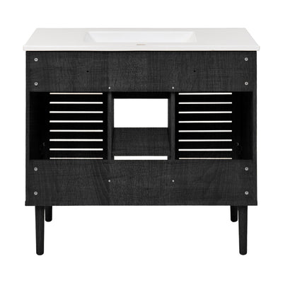Bron 36" Freestanding Bathroom Vanity in Black Oak with Sink Top