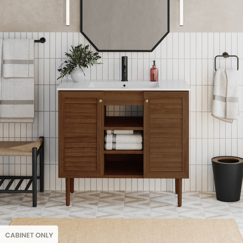 Bron 36" Freestanding Bathroom Vanity Cabinet without Top in Brown Oak