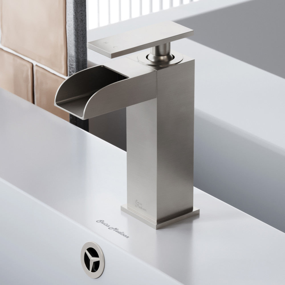 Concorde Single Hole, Single-Handle, Waterfall Bathroom Faucet in Brushed Nickel