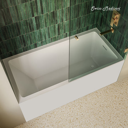 Voltaire 60 x 36 Skirted Right Drain Soaking Apron Bathtub in Glossy White with Integrated Overflow, Drain Included