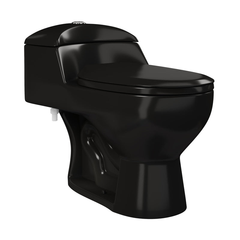 Chateau One-Piece Elongated Toilet Dual-Flush in Glossy Black 1.1/1.6 gpf