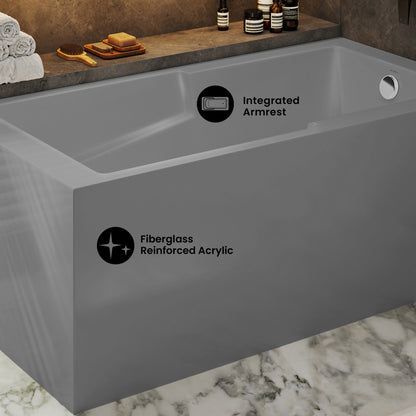 Voltaire 60 x 32 Right Drain Soaking Alcove Corner Apron Bathtub in Matte Gray