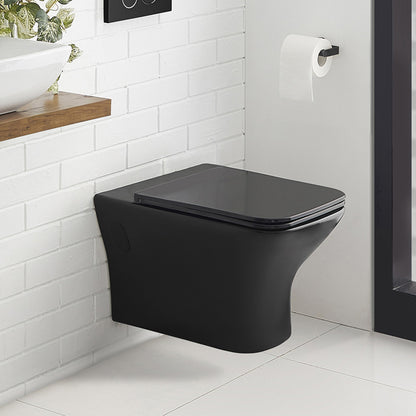 Carre Wall-Hung Elongated Toilet Bowl in Matte Black