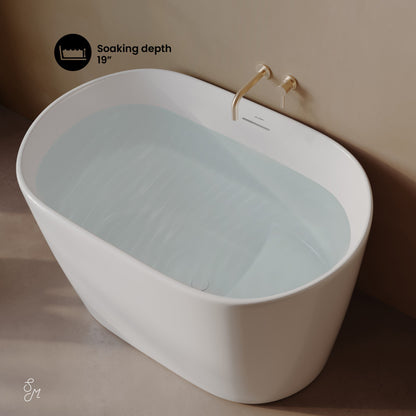 Claire 43" Japanese Soaking Freestanding Bathtub in Glossy White, Drain Included