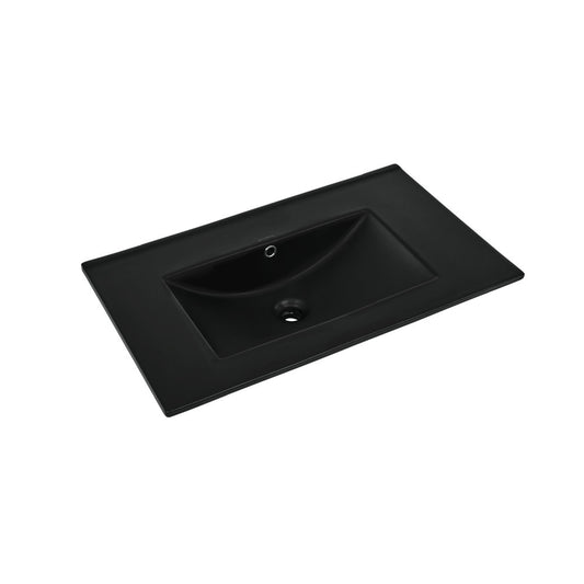 30" Zero Hole Vanity Sink Top in Matte Black