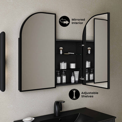 Porte 32 x 31 Arched Recessed/Wall Mount Medicine Cabinet with Mirror in Black