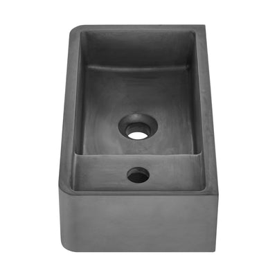 Lisse 16" Concrete Rectangle Wall-Mounted Sink with Right Side Faucet Mount in Matte Dark Gray