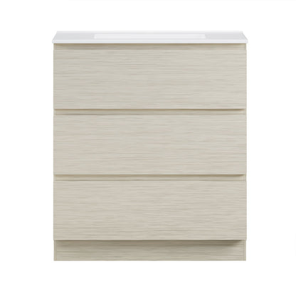 Liberte 30" Freestanding Bathroom Vanity in White Oak with Sink Top