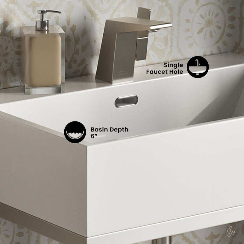 Concorde 24" Rectangle Console Sink with Matte Silver Legs