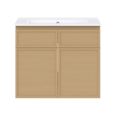 St. Tropez 24" Wall-Mounted Bathroom Vanity in Natural Oak with Sink Top