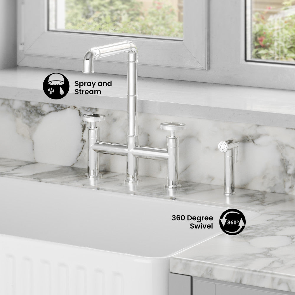 Avallon Pro Widespread Kitchen Faucet with Side Sprayer in Chrome