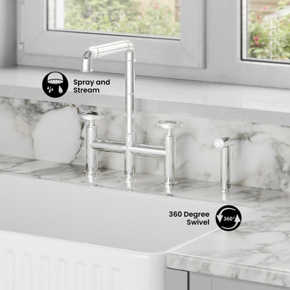 Avallon Pro Widespread Kitchen Faucet with Side Sprayer in Chrome