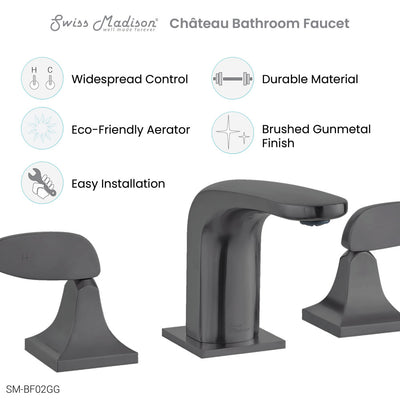 Chateau 8 in. Widespread, 2-Handle, Bathroom Faucet in Gunmetal Grey