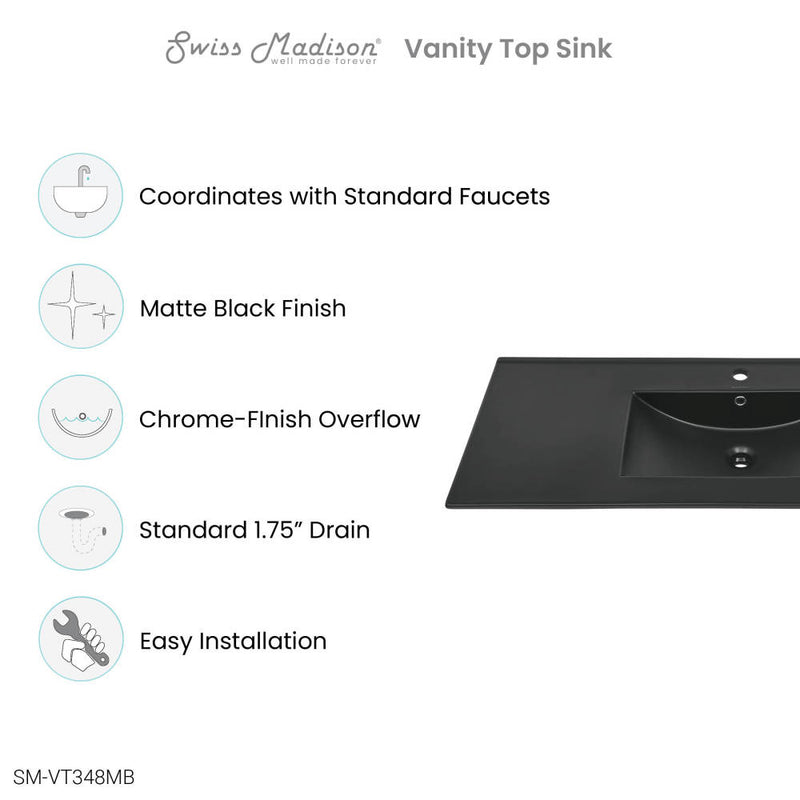 48" Vanity Sink Top in Matte Black