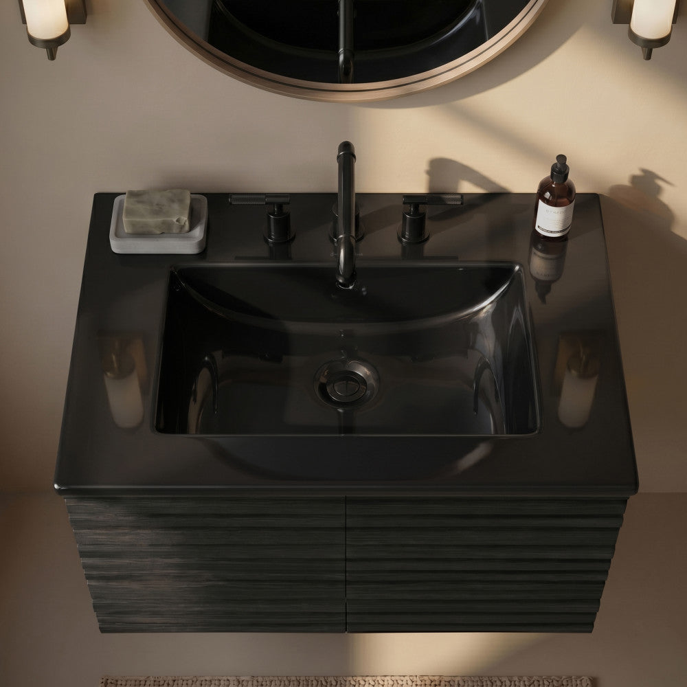 24" 3-Hole Widespread Vanity Sink Top in Glossy Black