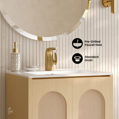 Porte 24" Freestanding Bathroom Vanity in Natural Oak with Sink Top