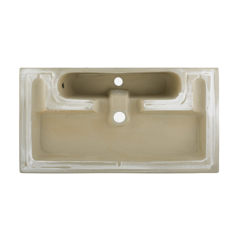 Voltaire Wide Rectangle Wall Hung Sink in White Marble