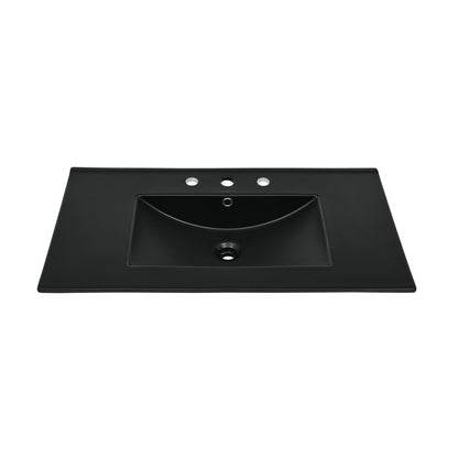 36" 3-Hole Widespread Vanity Sink Top in Glossy Black