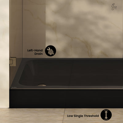 Voltaire 60 x 30 Shower Pan Base with Left Drain in Glossy Black