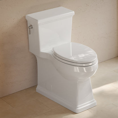 Voltaire II One-Piece 12" Rough-in 1.28 GPF Left-Hand Flush ADA Elongated Toilet in Glossy White, Nano-Glaze
