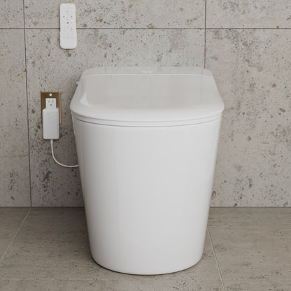Remi Smart Toilet 12” Rough-in ADA Height in Glossy White with Integrated Tank, Auto-Open Lid, Foot Sensor