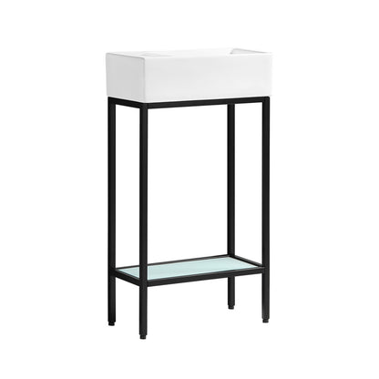 Pierre 19" Freestanding Bathroom Vanity with Open Shelf and Matte Black Metal Frame