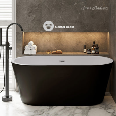 Claire 60" Freestanding Bathtub Matte Black and Matte White