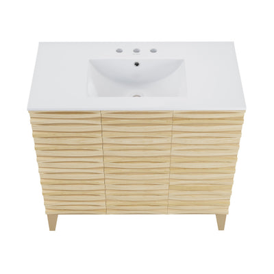 Cascade 36 in. Natural oak Bathroom Vanity With White, 3-Hole Ceramic Sink Top