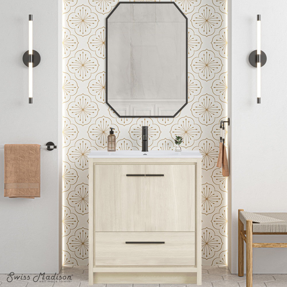 Virage 30" Freestanding Bathroom Vanity in White Oak